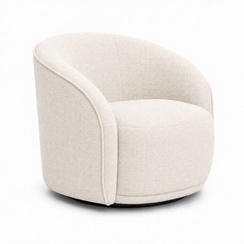 Poltrona Giratória 87cm Heidi Linho Off White - Sallar Home