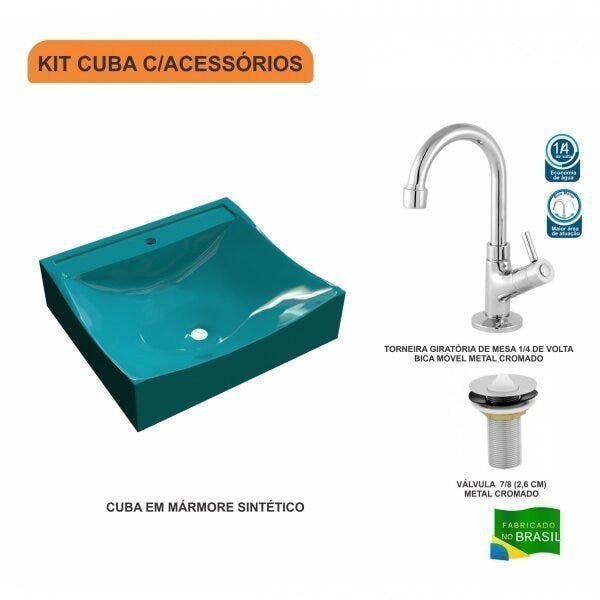 Kit Cuba Q440 com Torneira 1198 Metal e Válvula 1 Pol. Compace - 3