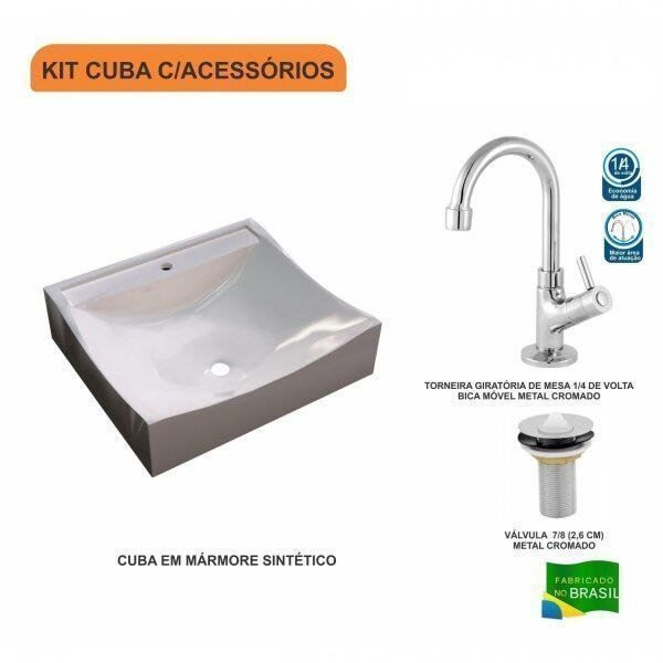 Kit Cuba Q440 com Torneira 1198 Metal e Válvula 1 Pol. Compace - 3