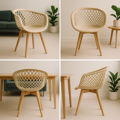Kit 4 Cadeiras Polipropileno Web Wood La Mobilia: Design Moderno para Sala, Varanda e Gourmet