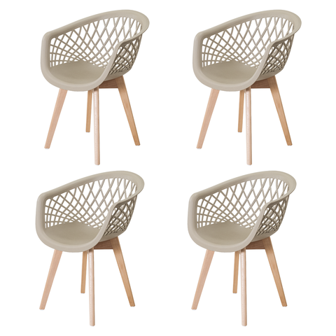 Kit 4 Cadeiras Web Wood Fendi para Sala, Varanda Gourmet e Cozinha
