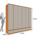 Ver imagem 4 de Guarda-Roupa Casal com 6 Portas e 3 Gavetas 270cm Multimóveis CR35488 Cinamomo/Off White