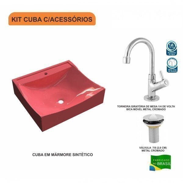 Kit Cuba Q440 com Torneira 1198 Metal e Válvula 1 Pol. Compace - 3