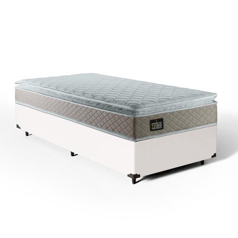 Cama Box Solteiro com Colchão de Espuma D45 Strong One Face Branco