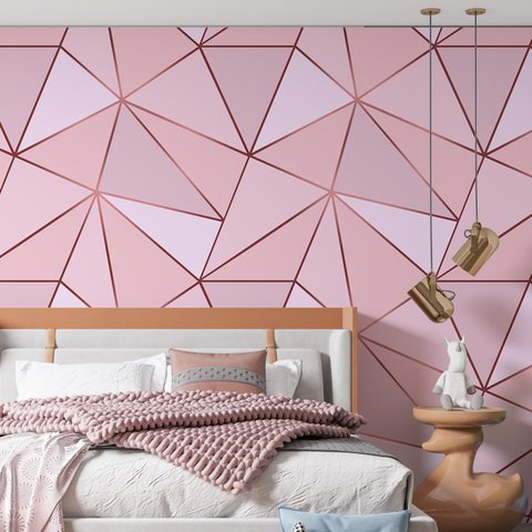 Kit 9 Rolos Papel de Parede Adesivo Zara Tons Rosa e Rosê Gold - 3,0m