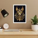 Ver imagem 1 de Quadro Decorativo Egípcio Anubis - Preto e Dourado 24x18cm:moldura Branca