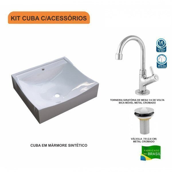 Kit Cuba Q440 com Torneira 1198 Metal e Válvula 1 Pol. Compace - 3