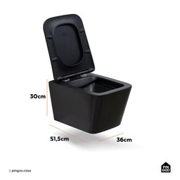 Vaso Sanitário Suspenso Saída Horizontal Esmeralda Pingoo.casa - Preto - 7