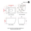Ver mais imagens de Vaso Sanitário Suspenso Saída Horizontal Esmeralda Pingoo.casa - Preto