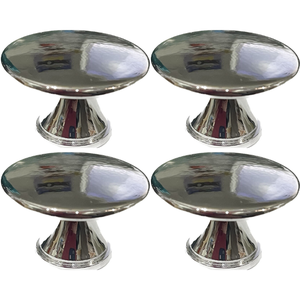 4 Puxadores Móveis Gaveta Ponto Redondo Furo Único 30mm:Cromado
