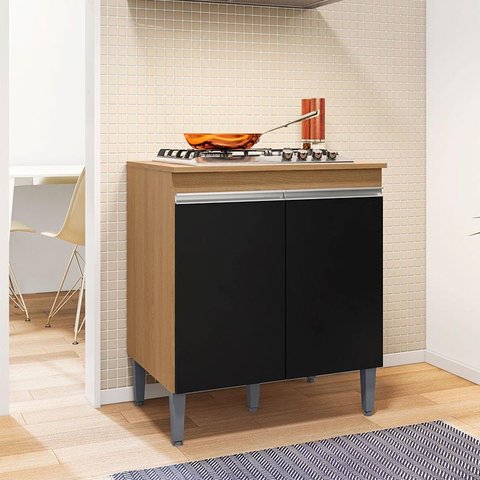 Balcão para Cooktop Ambiente Andréia Amendoa Preto - Ajl