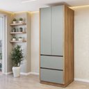 Ver imagem 1 de Paneleiro 2 Portas 2 Gavetas com Rodapé 70cm 100% MDF Rainha Verde/Nature