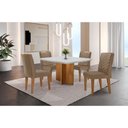 Ver imagem 1 de Conjunto Sala de Jantar Mesa Olímpia 90cm Mdf Canto Reto e 4 Cadeiras Liz Moderna