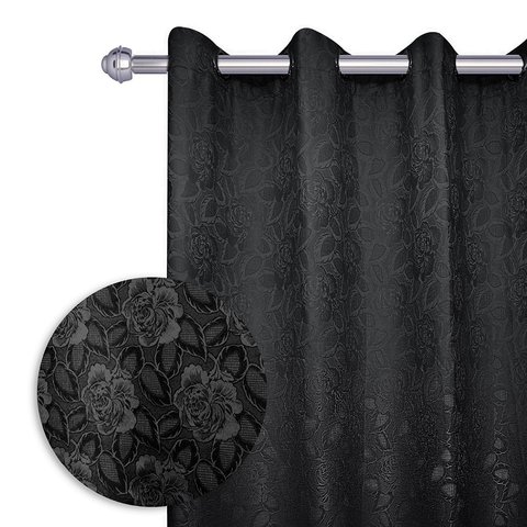 Cortina Jacquard Sala e Quarto 200x180 Admirare - Preto