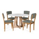 Ver imagem 1 de Mesa de Jantar Redonda Montreal Bran/jade com 4 Cadeiras Estofadas Ella Cinza