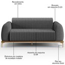 Ver imagem 5 de Sofá 180cm 3 Lugares Base Gold Molino D06 Linho C-416 Cinza Escuro - Mpozenato