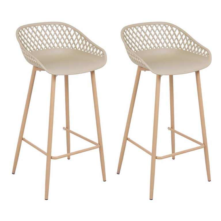 Kit 2 banquetas altas bancada cozinha Clarice Cloe Nude