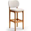 Ver imagem 3 de Kit 3 Banquetas Alta Bar Cozinha Sala Jantar Fixa Betta L02 Imbuia Linho Cru - Lyam Decor