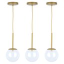 Ver imagem 1 de Kit 3 Pendentes Jabuticaba Dourado Globo Vidro Transparente