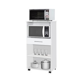Balcão Armário Duplo Itália Branco/ Preto para Cozinha Micro-ondas Forno 2 Portas e 1 Gaveta - 3