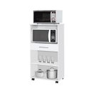 Ver imagem 3 de Balcão Armário Duplo Itália Branco/ Preto para Cozinha Micro-ondas Forno 2 Portas e 1 Gaveta