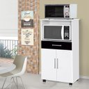 Ver imagem 2 de Balcão Armário Duplo Itália Branco/ Preto para Cozinha Micro-ondas Forno 2 Portas e 1 Gaveta