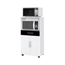 Balcão Armário Duplo Itália Branco/ Preto para Cozinha Micro-ondas Forno 2 Portas e 1 Gaveta - 1