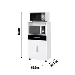 Balcão Armário Duplo Itália Branco/ Preto para Cozinha Micro-ondas Forno 2 Portas e 1 Gaveta - 4