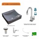 Ver imagem 3 de Kit Cuba Q440 com Torneira Luxo 1195 Metal Válvula 1 Pol. Sifão Pvc e Flexível Compace