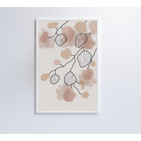 Quadro Abstrato Folhas 3 - 90x60 Cm - Vidro Impresso