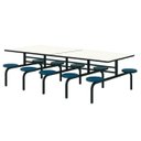 Ver imagem 1 de Mesa para Refeitório Fixa 10 Lugares MDP Branco de 25 mm - Assento Azul - 50104