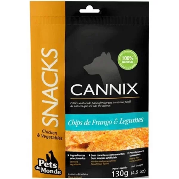 Petisco Natural Cães Cannix Chips de Frango e Legumes 130gr - Pets du Monde
