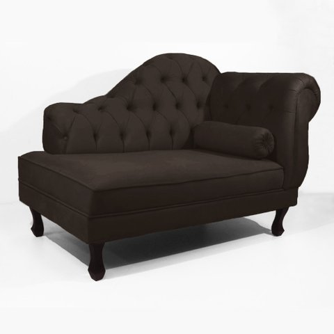 Recamier Sofá Divã Com Pés Retro 140X80 - Elã:Suede Marrom