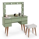 Ver imagem 1 de Penteadeira Camarim Com Banqueta 5 Gavetas 120cm Strass Patrimar Verde Alegrim