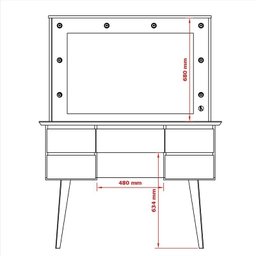 Penteadeira Camarim Com Banqueta 5 Gavetas 120cm Strass Patrimar Verde Alegrim - 5