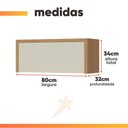 Ver imagem 4 de Armário Aéreo de Cozinha 0,80m Porta Basculante 100% Mdf Cléo Madeirado/off White Nesher
