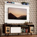 Ver imagem 1 de Rack Madesa Cancun com Pés e Painel para TV até 65 Polegadas Rustic/Branco 6E9B Cor:Rustic/Branco