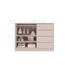 Cômoda Infantil Pérola com 4 Gavetas - Rosa - 4
