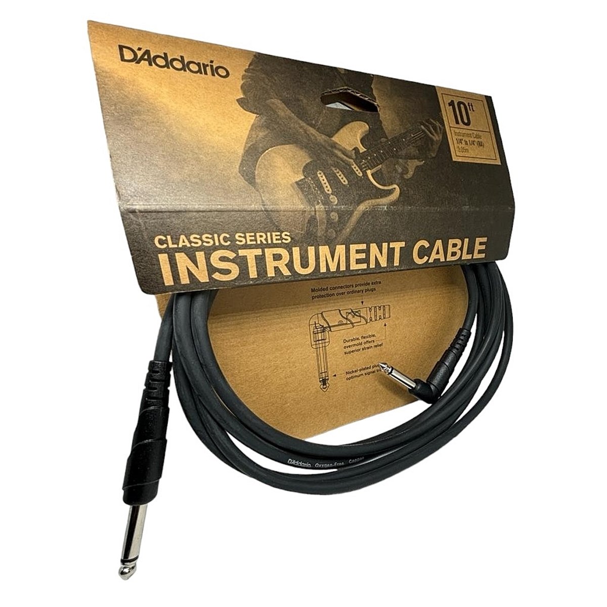 Cabo P10 D'addario Classic 3 Metros Plug 90º Instrumentos