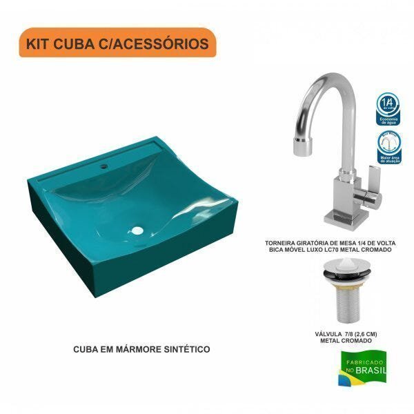 Kit Cuba Q440 com Torneira Luxo 1195 e Válvula 1 Pol. Compace - 3