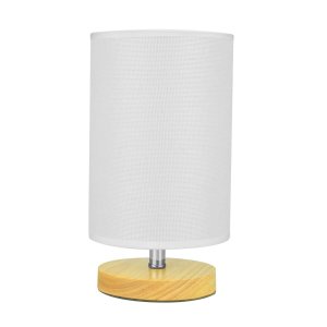 Abajur Luminária de Mesa Base de Madeira Redondo:branco