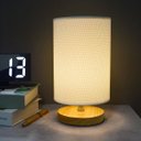 Ver imagem 2 de Abajur Luminária de Mesa Base de Madeira Redondo:branco