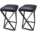 Ver imagem 2 de Kit 2 Bancos Banqueta Baixa Bistro Cozinha Americana Gourmet Estrutura Metalon:preto