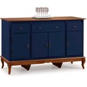 Ver imagem 3 de Balcão Linz 4 Portas 3 Gavetas Pés Luis Xv 99 X 175 X 45 Cm (a X L X P) - Cor Azul Petróleo/imbuia