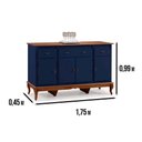 Ver imagem 2 de Balcão Linz 4 Portas 3 Gavetas Pés Luis Xv 99 X 175 X 45 Cm (a X L X P) - Cor Azul Petróleo/imbuia
