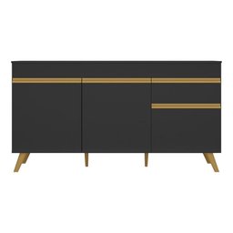 Balcão Cozinha Gabinete Pia 150cm 3 Portas 1 Gaveta Veneza Multimóveis V2072 Preto/dourado - 3