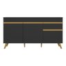 Balcão Cozinha Gabinete Pia 150cm 3 Portas 1 Gaveta Veneza Multimóveis V2072 Preto/dourado - 3