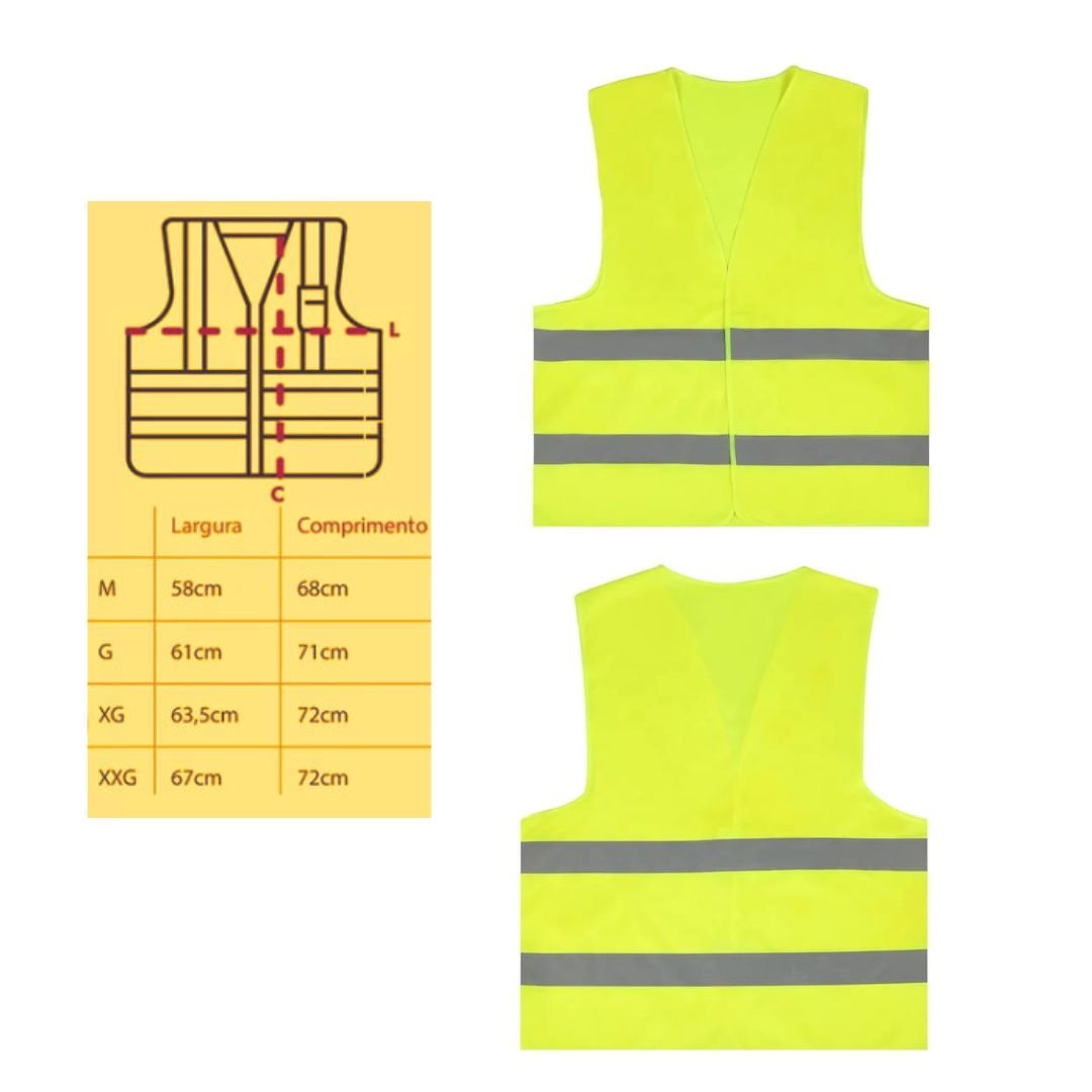 Kit 4 Colete Segurança Refletivo Sinalização Epi Amarelo Fluorescente ...