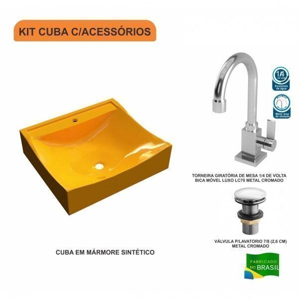 Kit Cuba Q440 com Torneira Luxo 1195 e Válvula Click 1"G Pol. Compace - 3