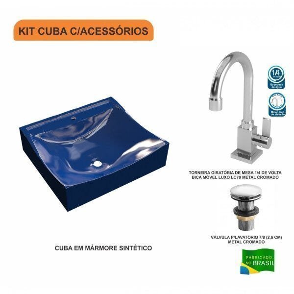Kit Cuba Q440 com Torneira Luxo 1195 e Válvula Click 1"G Pol. Compace - 3